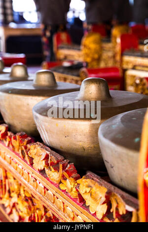 Instruments de musique dans un orchestre de gamelan à Ubud, Bali, Indonésie Banque D'Images