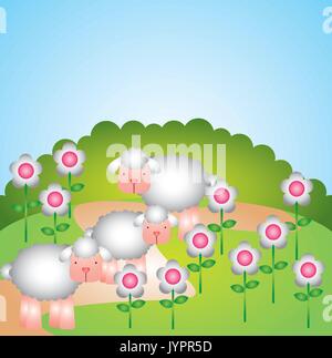 Troupeau de moutons design Illustration de Vecteur