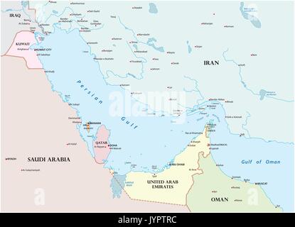 Carte de la guerre du Golfe et les pays voisins Illustration de Vecteur