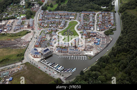 Vue aérienne de nouvelles constructions, Leigh, Lancashire, UK Banque D'Images