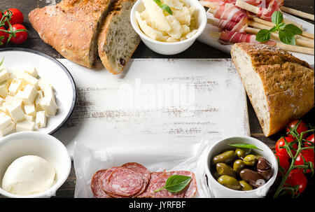 Divers types de cuisine italienne. Vue d'en haut Banque D'Images