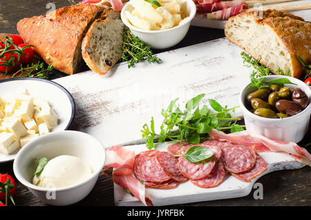 Divers types de cuisine italienne. Vue de dessus Banque D'Images