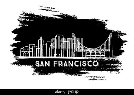 San Francisco skyline silhouette. part croquis. vector illustration. Les voyages d'affaires et tourisme concept avec l'architecture moderne. Illustration de Vecteur