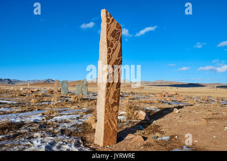 Khuvsgul Mongolie, province, Moron, groupe de pierres de cerfs de Uushigiin Uver Banque D'Images