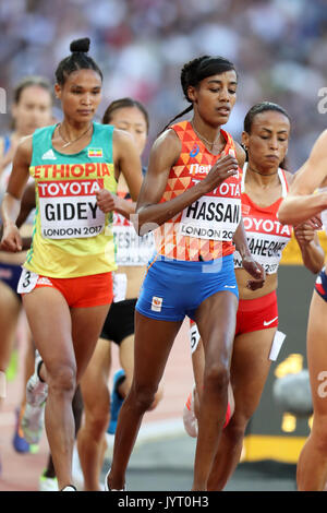 Sifan HASSAN (Pays-Bas, Hollande), en compétition dans la chaleur des Femmes 5000 m 1 à l'2017, championnats du monde IAAF, Queen Elizabeth Olympic Park, Stratford, London, UK. Banque D'Images