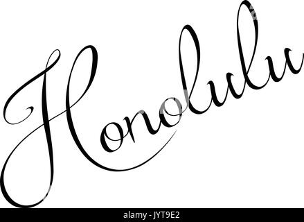 Honolulu signe texte illustration sur fond blanc Illustration de Vecteur