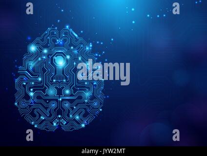 Résumé des lignes du circuit cérébral de la technologie hi sur fond bleu avec l'espace pour votre texte Illustration de Vecteur