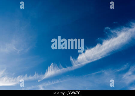 Whispy mares tails de nuage dans un ciel bleu Banque D'Images