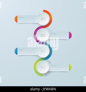 Quatre étapes à l'infographie. Modèle de diagramme, graphique, présentation et graphique. Concept d'affaires avec 4 options, pièces, étapes ou de processus. Abstract. Illustration de Vecteur