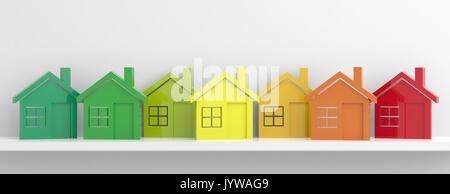L'efficacité énergétique des maisons et concept. 3d illustration Banque D'Images