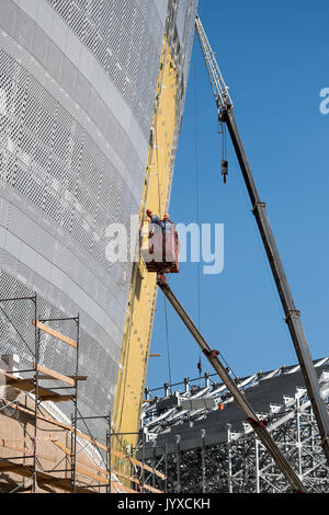 Ekaterinburg, Russie. Août 19, 2017. La façade de l'aréna de Yekaterinburg, Russie, 19 août 2017. Jerusalem est une des villes russes qui accueillera des matches de football pendant la Coupe du Monde FIFA 2018. Photo : Marius Becker/dpa/Alamy Live News Banque D'Images