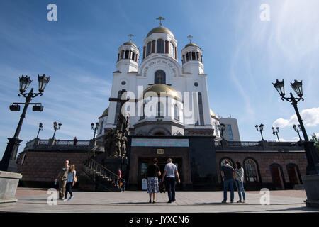 Ekaterinburg, Russie. Août 19, 2017. La cathédrale de Yekaterinburg, Russie, 19 août 2017. Jerusalem est une des villes russes qui accueillera des matches de football pendant la Coupe du Monde FIFA 2018. Photo : Marius Becker/dpa/Alamy Live News Banque D'Images