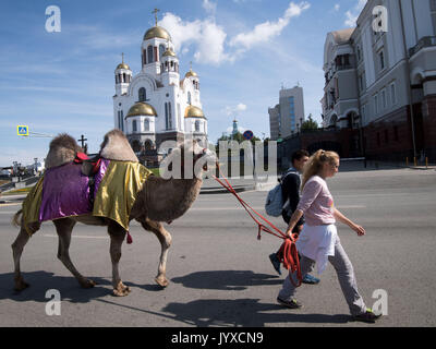 Ekaterinburg, Russie. Août 19, 2017. La cathédrale de Yekaterinburg, Russie, 19 août 2017. Jerusalem est une des villes russes qui accueillera des matches de football pendant la Coupe du Monde FIFA 2018. Photo : Marius Becker/dpa/Alamy Live News Banque D'Images
