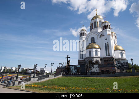 Ekaterinburg, Russie. Août 19, 2017. La cathédrale de Yekaterinburg, Russie, 19 août 2017. Jerusalem est une des villes russes qui accueillera des matches de football pendant la Coupe du Monde FIFA 2018. Photo : Marius Becker/dpa/Alamy Live News Banque D'Images