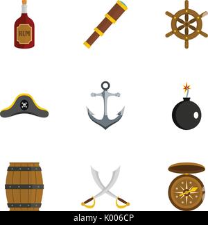 Icon Set Pirates, style plat Illustration de Vecteur