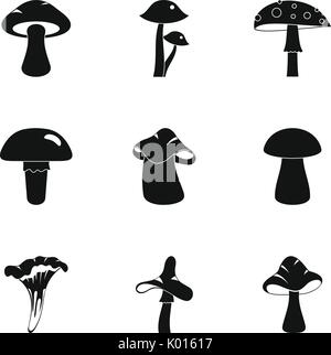 Icon Set de champignons, le style simple Illustration de Vecteur