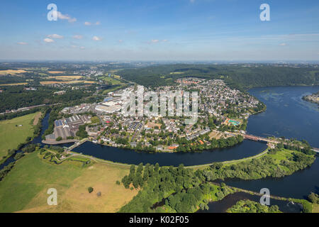 Harkortsee Obergraben, barrage, de Harkortsee, aperçu de la météo à partir de vu du sud-ouest, Wetter (Ruhr), Ruhr, Nordrhein-Westfalen, Allemagne, Europe, Aeria Banque D'Images