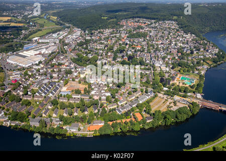 Harkortsee Obergraben, barrage, de Harkortsee, aperçu de la météo à partir de vu du sud-ouest, Wetter (Ruhr), Ruhr, Nordrhein-Westfalen, Allemagne, Europe, Aeria Banque D'Images