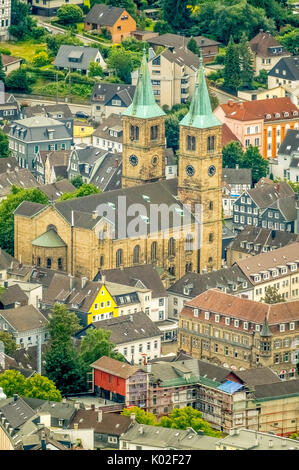 Vieille ville de Schwelm, Christ Church Schwelm, Place de l'Église, Place du marché, de Schwelm, Ruhr, Rhénanie du Nord-Westphalie, Allemagne, Europe, vue aérienne, Ae Banque D'Images