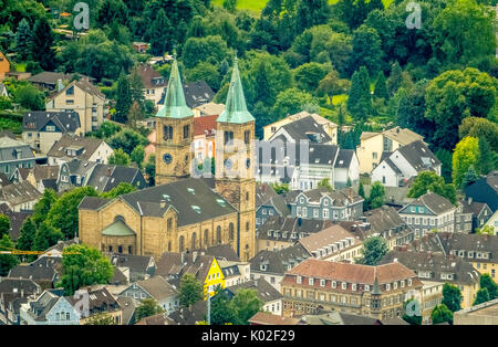 Vieille ville de Schwelm, Christ Church Schwelm, Place de l'Église, Place du marché, de Schwelm, Ruhr, Rhénanie du Nord-Westphalie, Allemagne, Europe, vue aérienne, Ae Banque D'Images