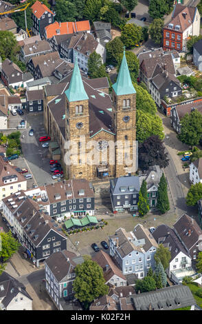 Vieille ville de Schwelm, Christ Church Schwelm, Place de l'Église, Place du marché, de Schwelm, Ruhr, Nordrhein-Westfalen, Allemagne, Europe, vue aérienne, par antenne, æ Banque D'Images