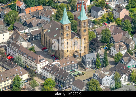 Vieille ville de Schwelm, Christ Church Schwelm, Place de l'Église, Place du marché, de Schwelm, Ruhr, Nordrhein-Westfalen, Allemagne, Europe, vue aérienne, par antenne, æ Banque D'Images