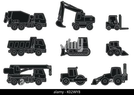 Icônes d'engins de construction. Illustration de Vecteur