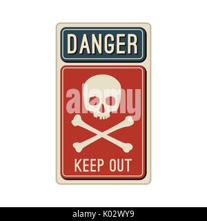 Le signe de danger avec tête de mort. Illustration de Vecteur