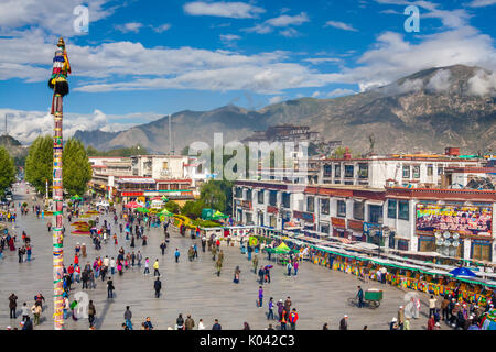 Le centre-ville de Lhassa au Tibet depuis la Chine Banque D'Images