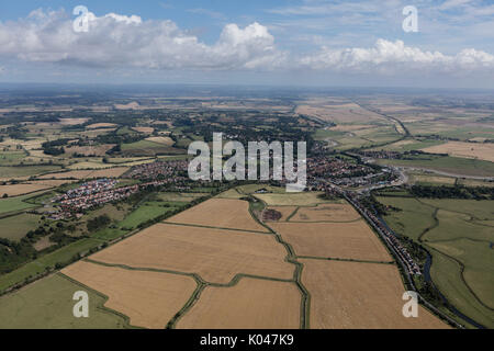 Une vue aérienne de la ville de Rye et entourant la campagne du Sussex de l'Est Banque D'Images