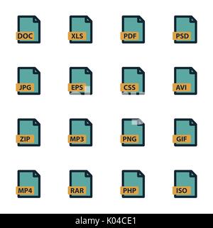 Type de fichier plat Vector icons set Illustration de Vecteur