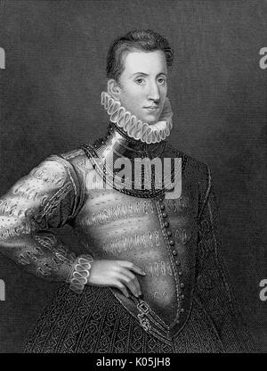 Sir Philip Sidney (1554 - 1586) - poète et soldat Date : Banque D'Images