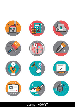 Ensemble d'icônes divers liés à la construction Banque D'Images