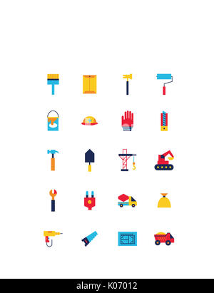 Ensemble d'icônes divers liés à la construction Banque D'Images