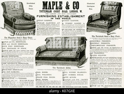 Publicité pour les fauteuils Maple & Co Easy 1890 Banque D'Images