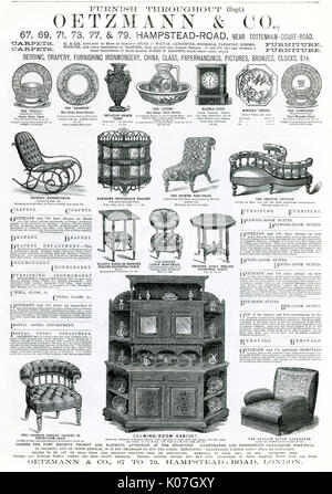 Publicité pour Oetzmann & Co Mobilier victorien 1884 Banque D'Images