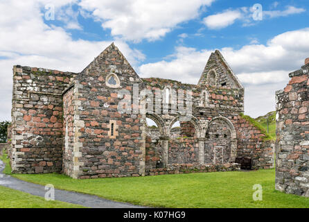 Ruines du couvent, un 13e siècle couvent Augustinien sur l'île d'Iona, Argyll and Bute, Ecosse, Royaume-Uni Banque D'Images