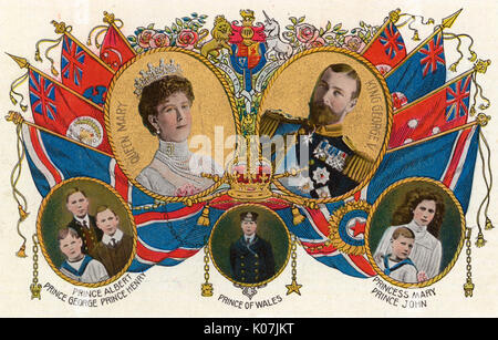 Le roi George V, la reine Mary et leurs six enfants Banque D'Images