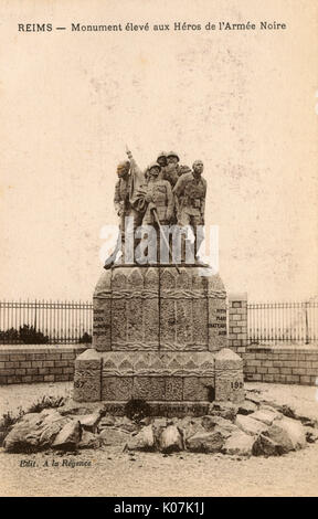 WW1 - Monument à Reims, France troupes noires coloniales françaises Banque D'Images