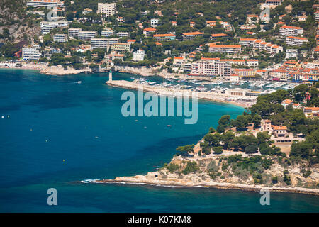 Vue panoramique vue du haut de la côte, de Cassis la route des cretes en Provence France Banque D'Images