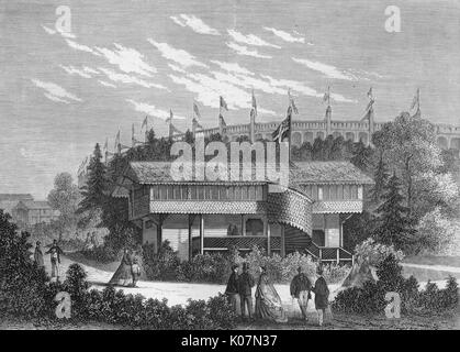 Cabane en rondins suédoise à l'exposition universelle, Paris Banque D'Images