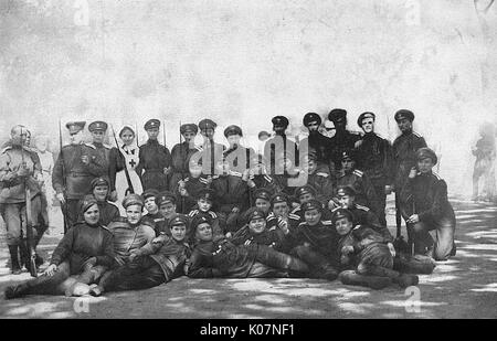 Maria Bochkareva avec le bataillon des femmes, Russie, WW1 Banque D'Images