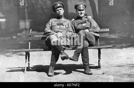 Maria Bochkareva et femme soldat amie, Russie, WW1 Banque D'Images