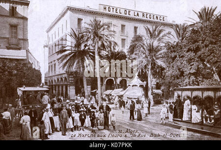 Hôtel de la Régence et marché aux fleurs, Alger, Algérie Banque D'Images