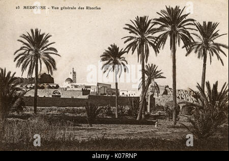 Vue générale de Ghorfas, Medenine, Tunisie, Afrique du Nord Banque D'Images