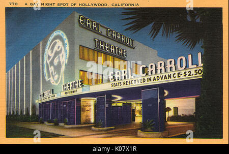 Earl Carroll Theatre et Restaurant, Hollywood, Los Angeles, Californie, USA. Date : 1940 Banque D'Images