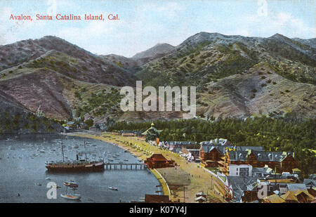 Vue sur la plage, Avalon, Santa Catalina Island, Californie, États-Unis Banque D'Images