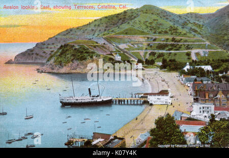 Vue sur la plage, Avalon, Santa Catalina Island, Californie, États-Unis Banque D'Images