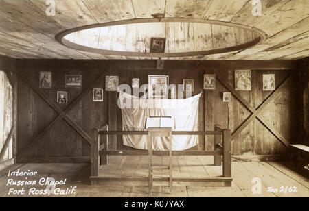 Intérieur de la chapelle, fort Ross, comté de Sonoma, Californie, États-Unis Banque D'Images