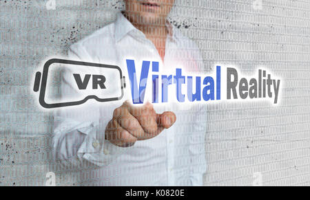 La réalité virtuelle avec matrix et businessman concept. Banque D'Images